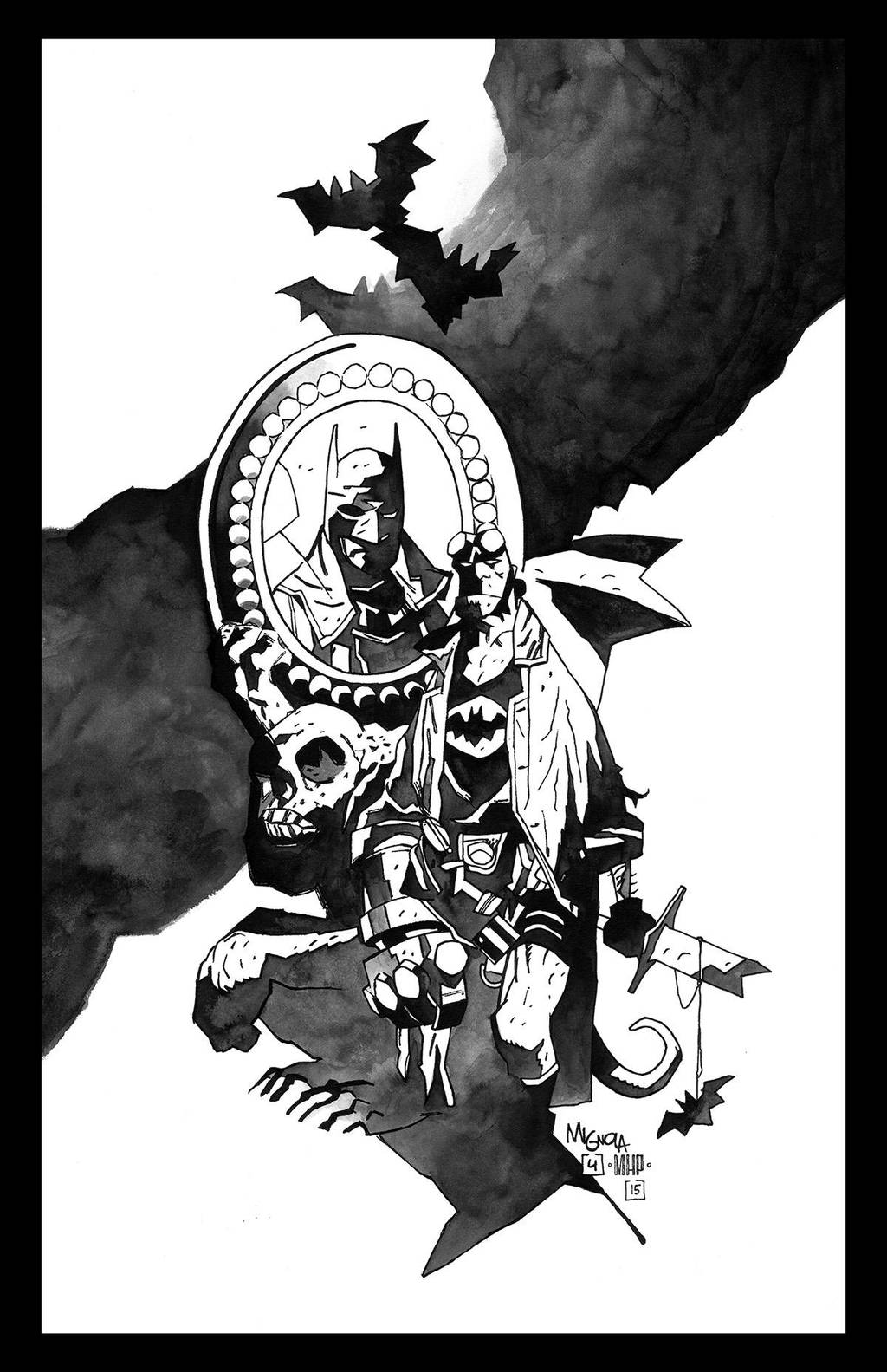 Hellboy Batman inks by PENICKart