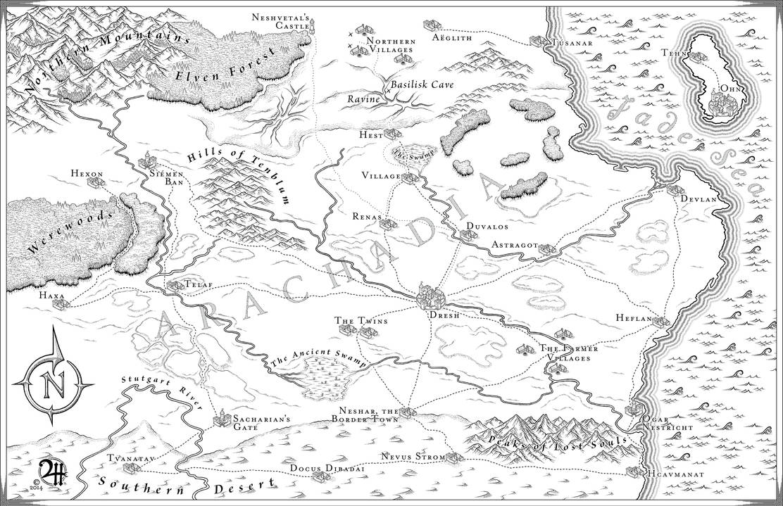 Arachadia: Commission Map for Novel by XianPryde