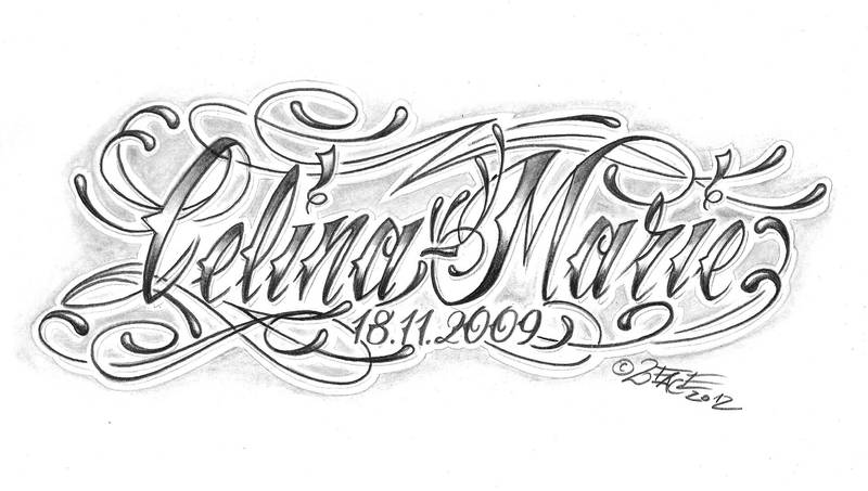 chicano lettering calina marie by 2Face-Tattoo