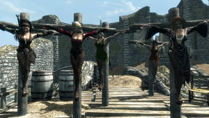 The Pantyhose Princess and Her Court Crucified by ThePHantom52