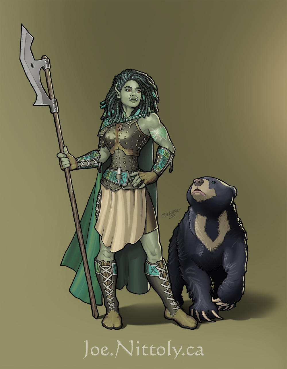 Shiv, Half-Orc Ranger (commission) by Pasiphilo