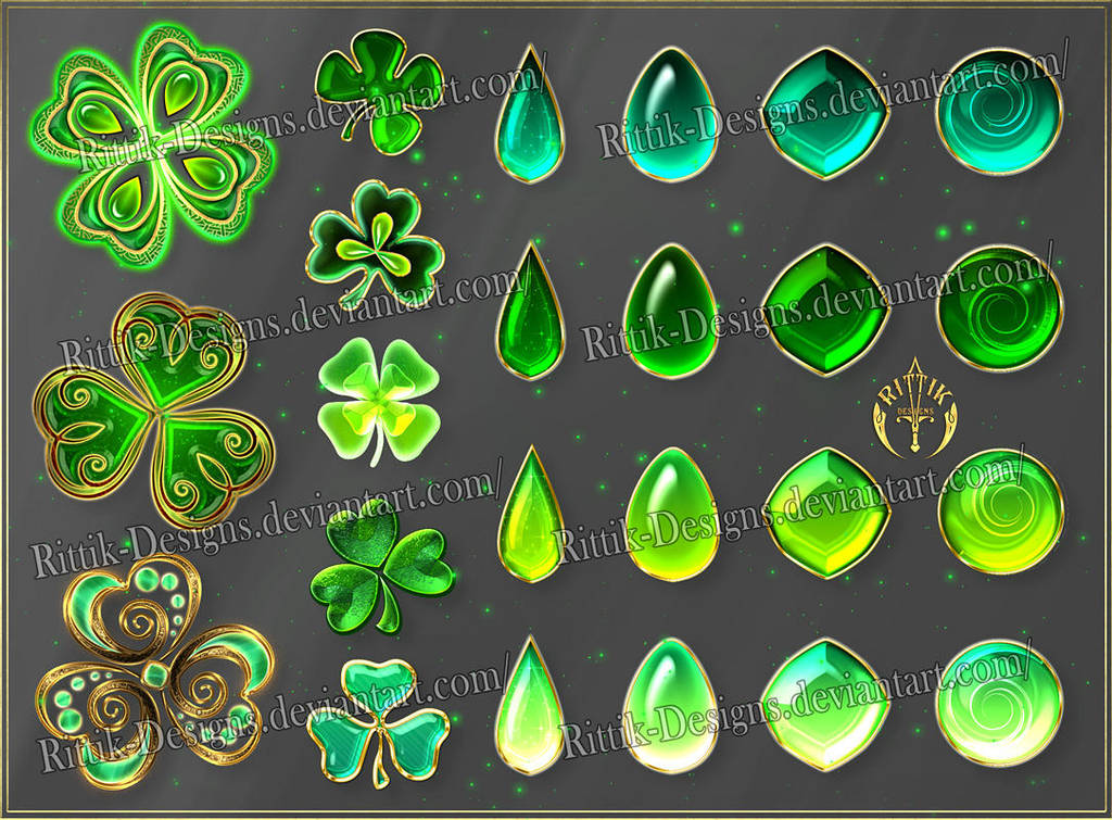 Colorful Gems - green (downloadable stock) by Rittik-Designs