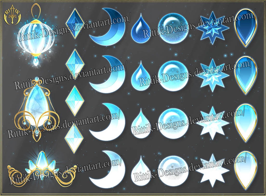 Colorful Gems - light blue (downloadable stock) by Rittik-Designs