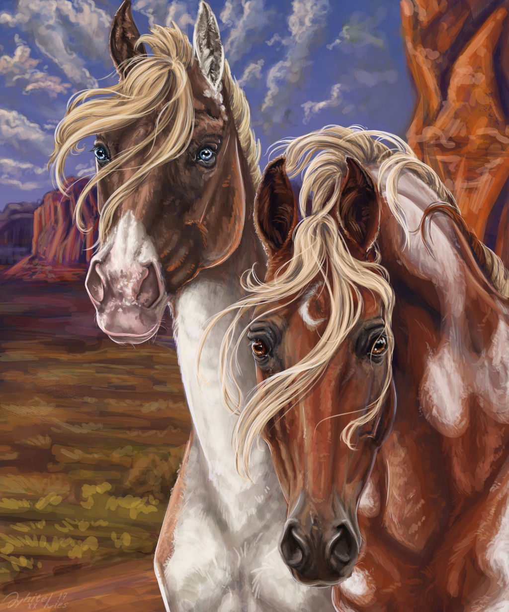 Portrait of two horses by WhiteLiesArt