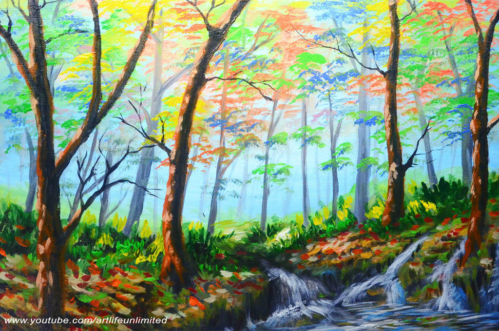 BASIC FOREST AND WATER FALLS by beejay-artlife12