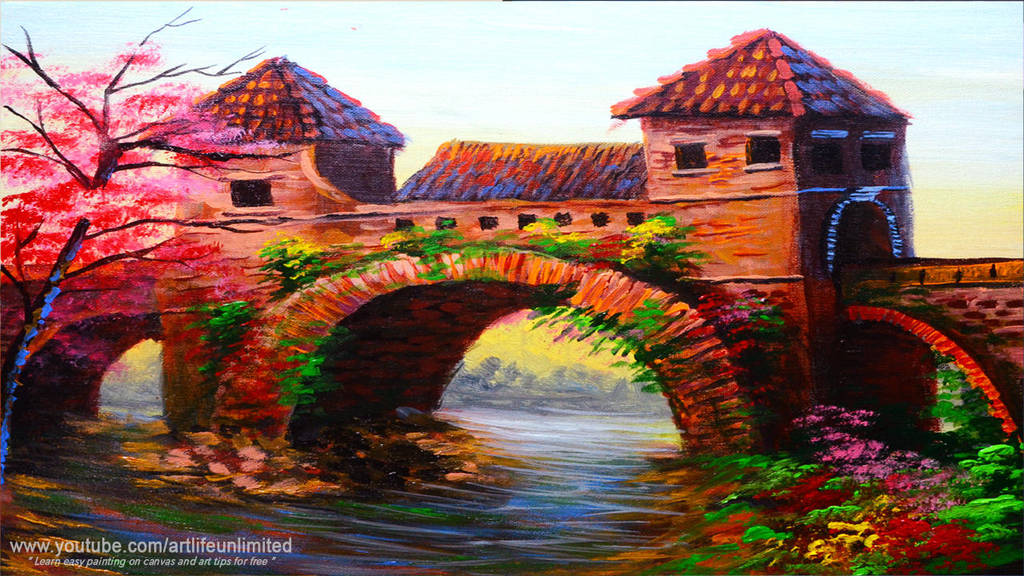 Old Bridge and Two Towers by beejay-artlife12