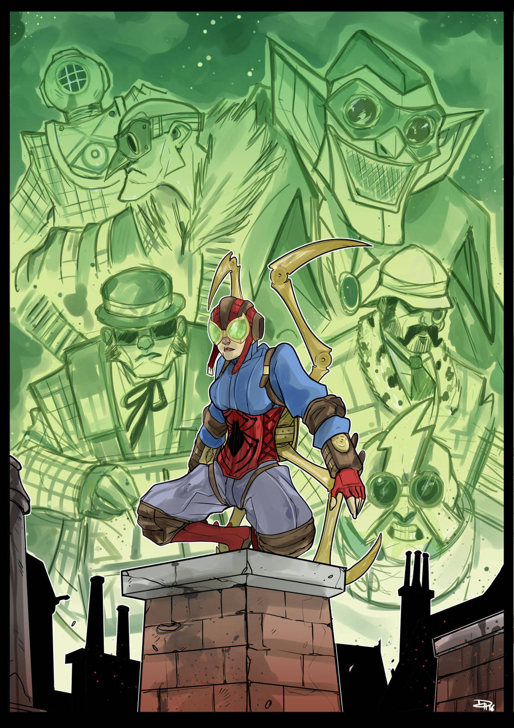 Steampunk Lady Spider and Sinister Six by DenisM79