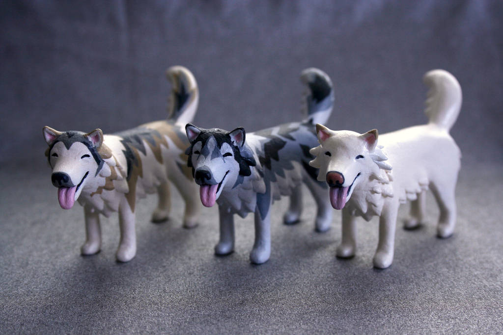 Three Pups--Custom Painted Dog Figurines by MiniMynagerie