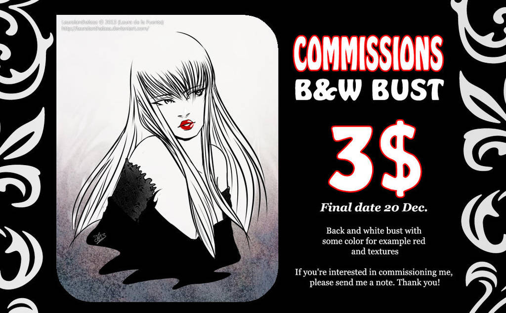 Commissions B/W Bust by Lauralanthalasa Commissions B/W Bust by Lauralanthalasa