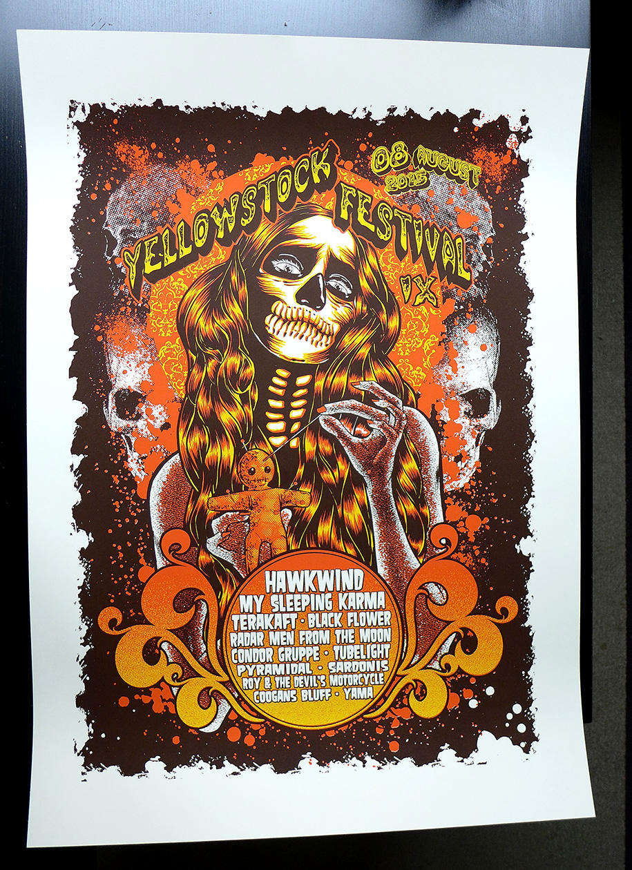 Yellowstock festival 2015 Silkscreen poster by Johannahoj