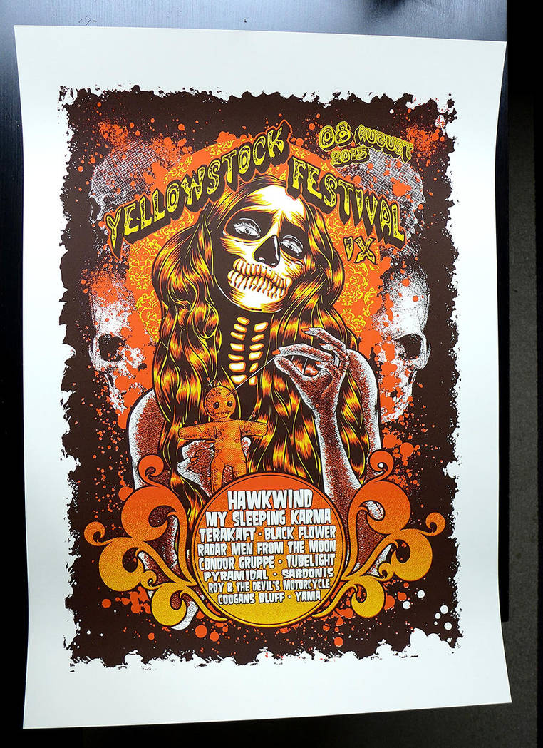 Yellowstock festival 2015 Silkscreen poster by Johannahoj