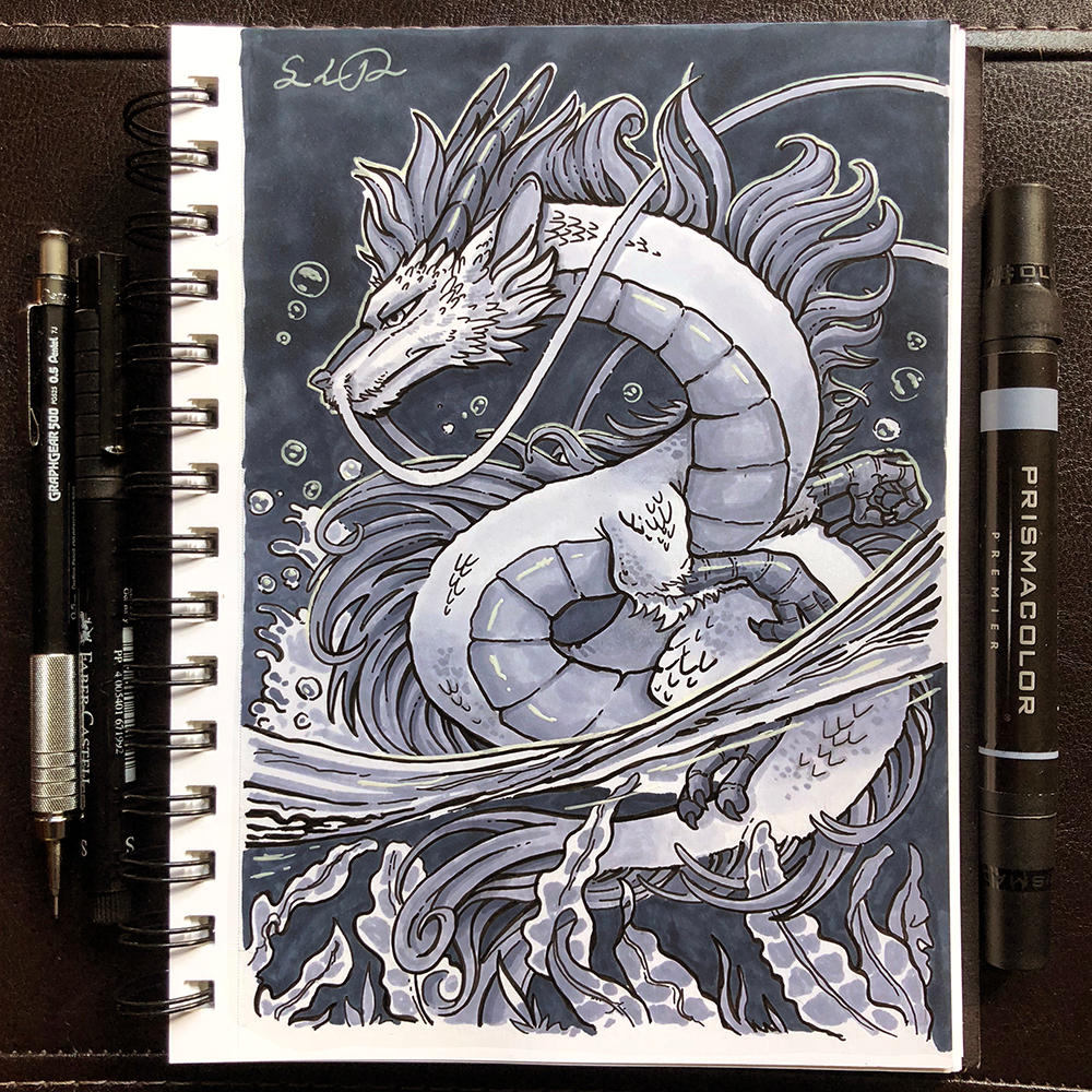 Inktober Day 10 - Flowing by TsaoShin