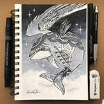 Inktober Day 12 - Whale by TsaoShin