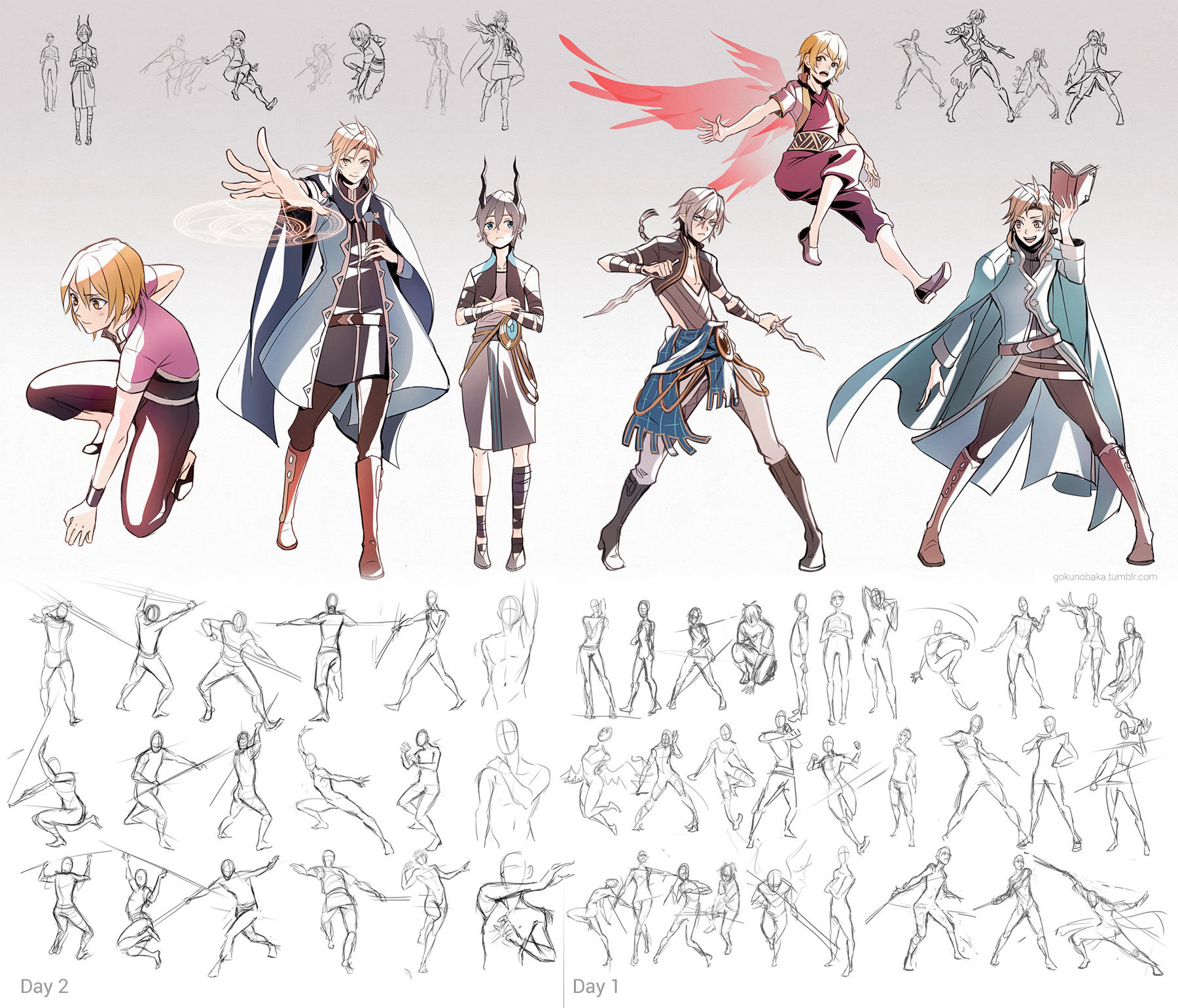 + Poses and character Practice + by goku-no-baka
