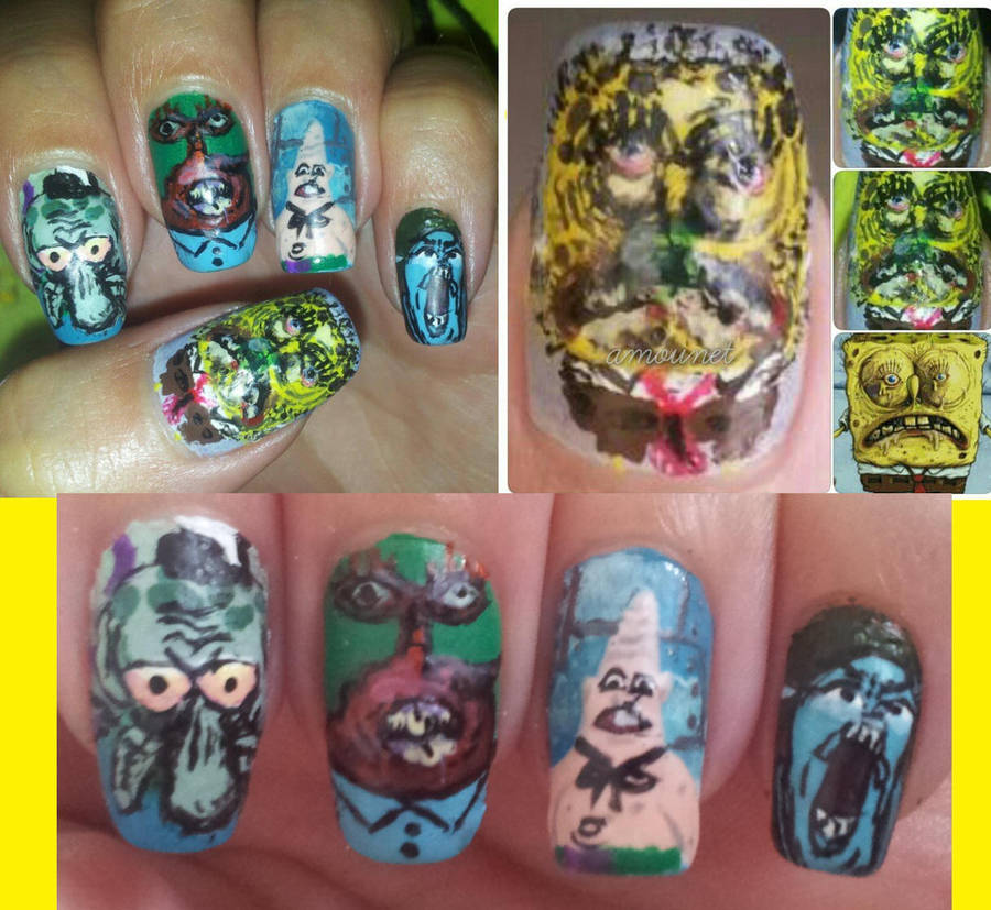 Spongebob Squarepants disturbing nail art by amanda04 on DeviantArt