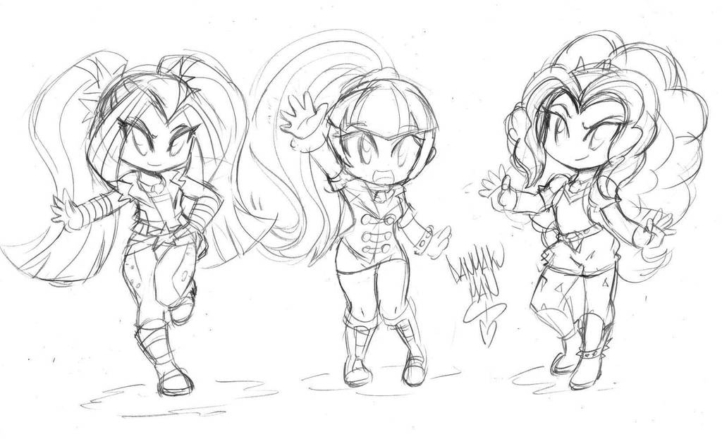 The Chibi Dazzlings (Sketch) by DANMAKUMAN on DeviantArt