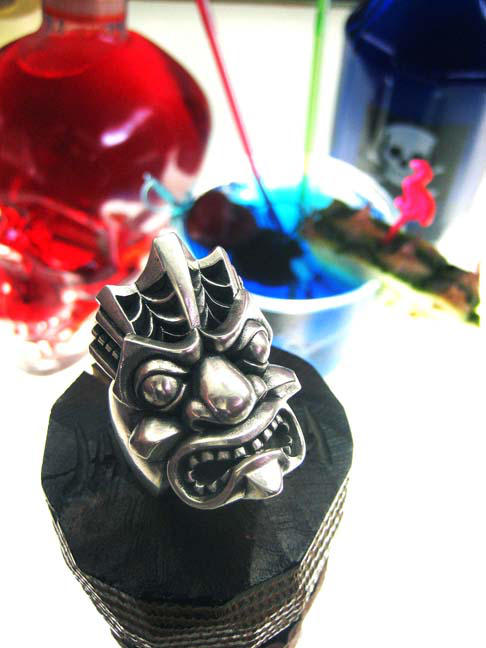 Silver Tiki Ring by flintlockprivateer