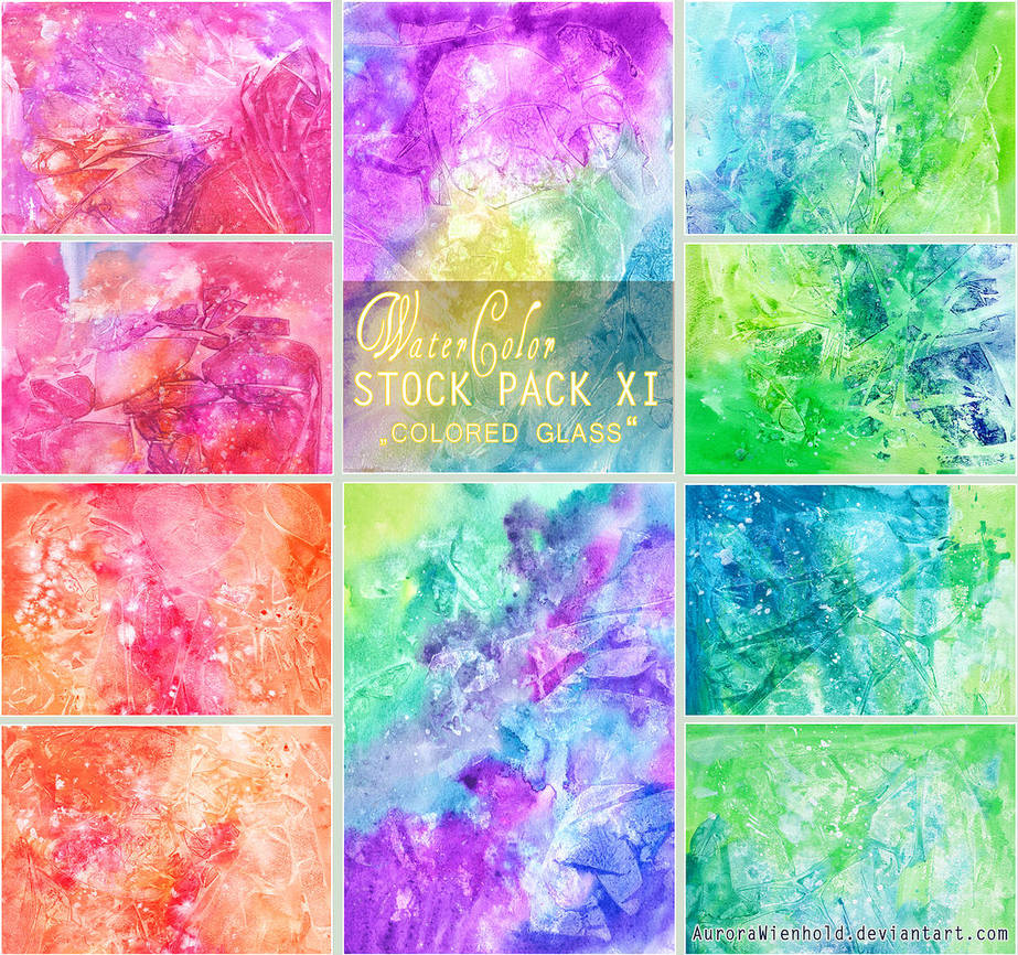 COLORED GLASS - WATERCOLOR STOCK PACK XI by RoryonaRainbow
