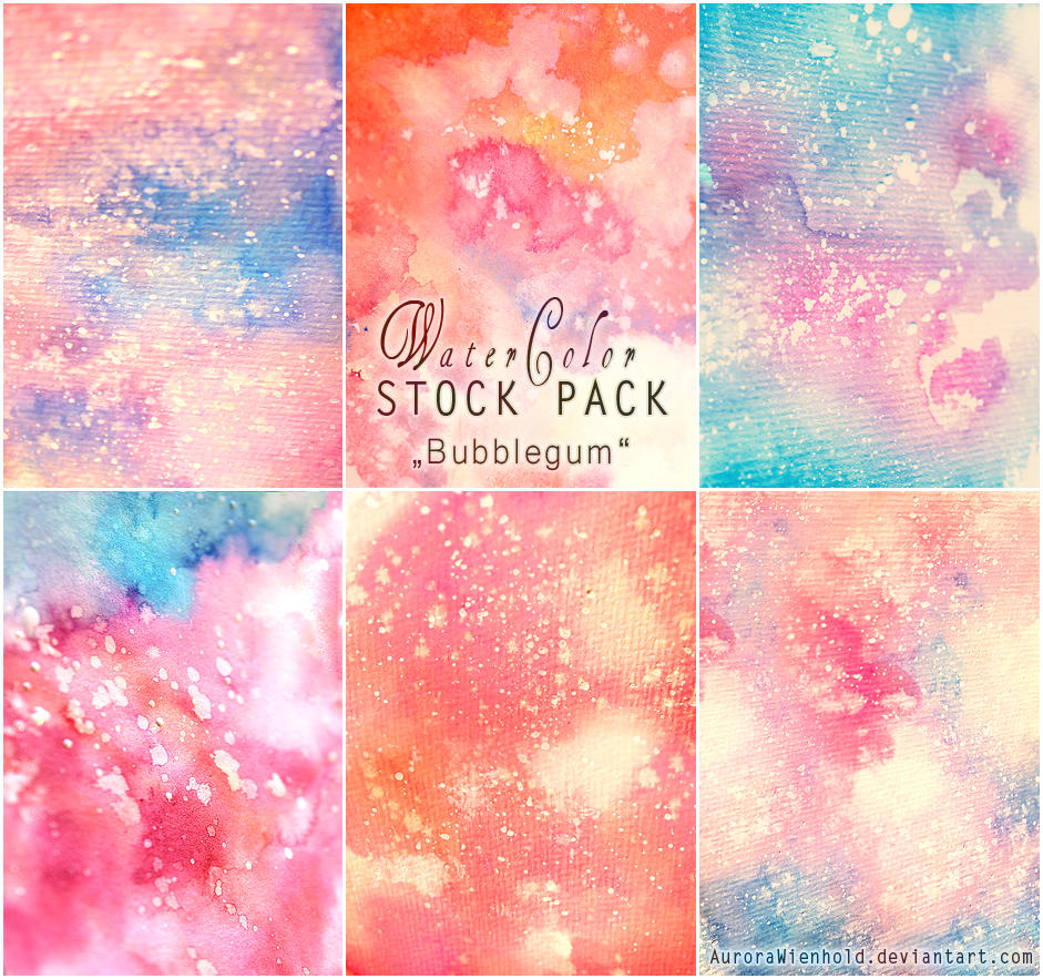 Bubblegum - WATERCOLOR STOCK PACK by RoryonaRainbow