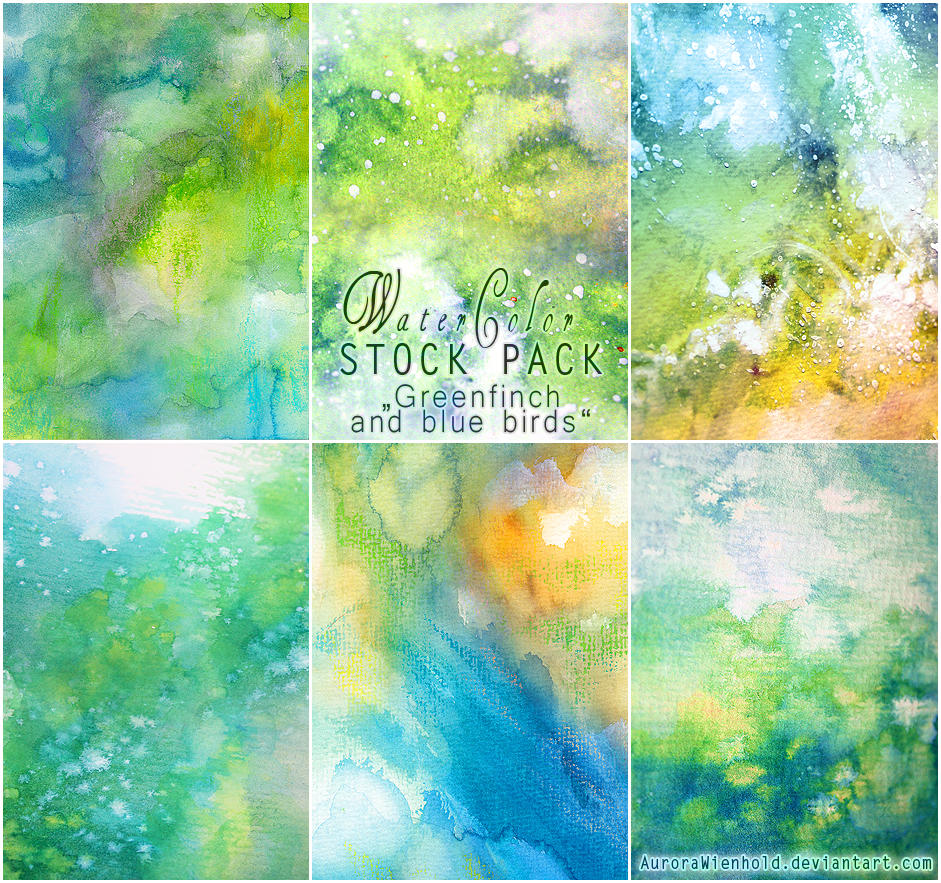 Greenfinch and blue birds - WATERCOLOR STOCK PACK by RoryonaRainbow