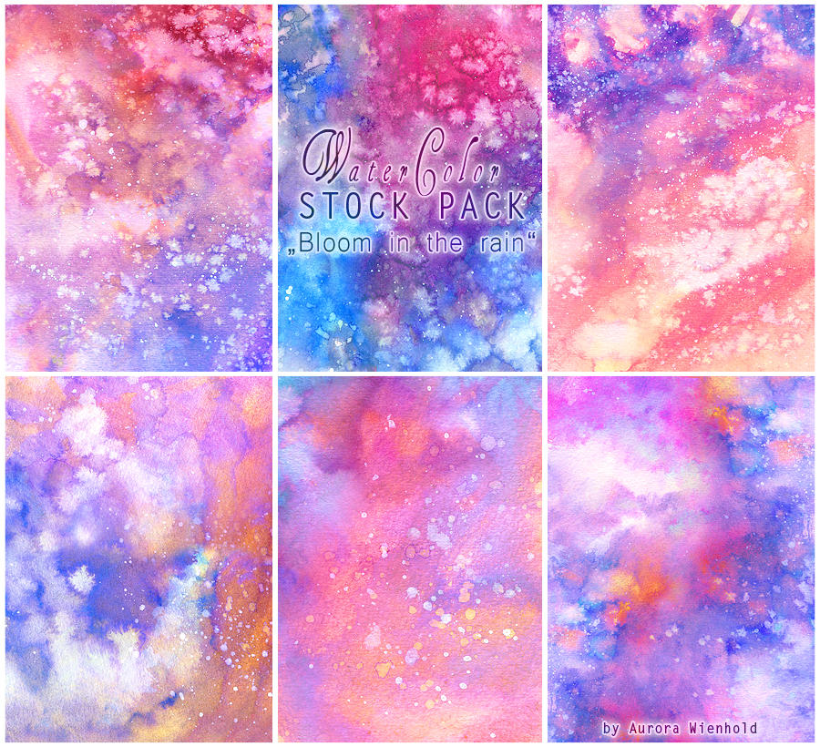 Bloom in the rain - WATERCOLOR STOCK PACK by RoryonaRainbow