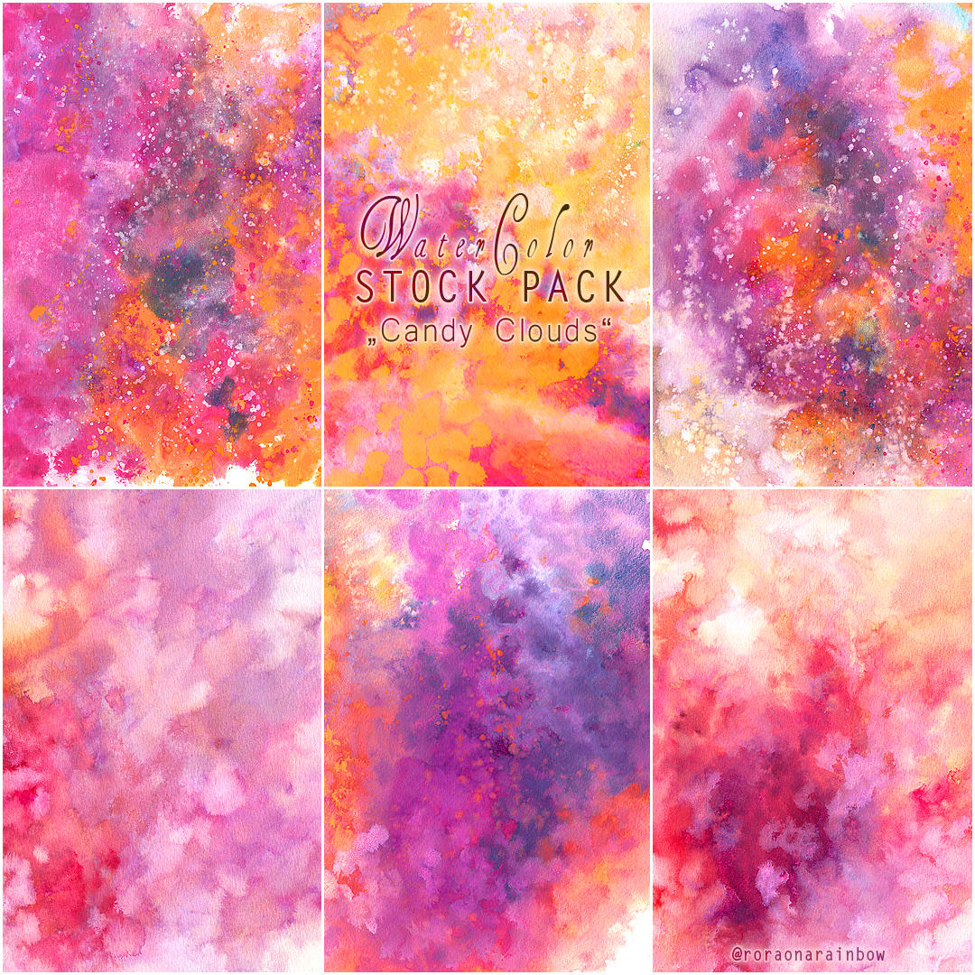 Candy Clouds - WATERCOLOR STOCK PACK by RoryonaRainbow