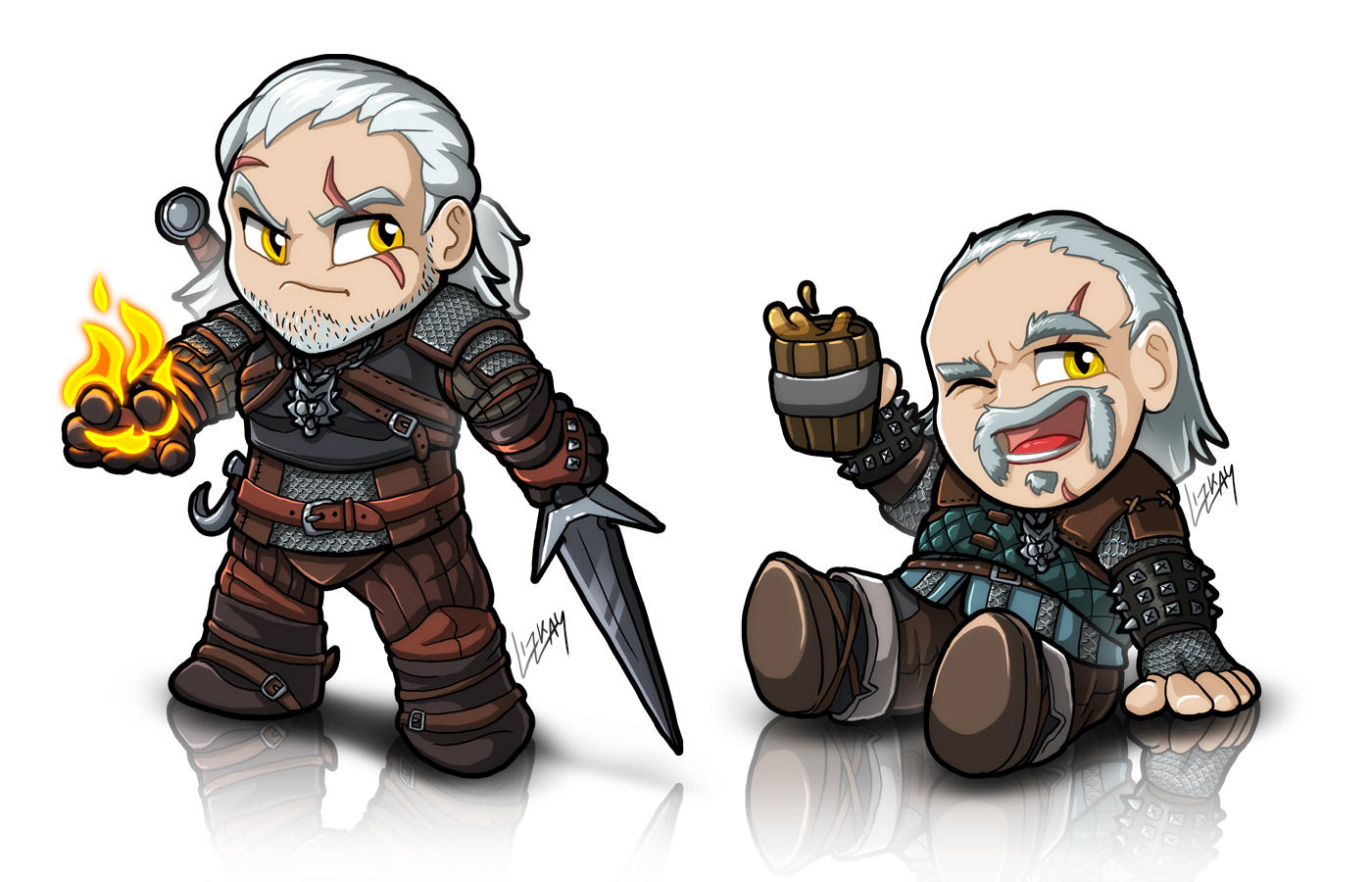 TinyWitcher - Geralt + Vesemir by Lizkay