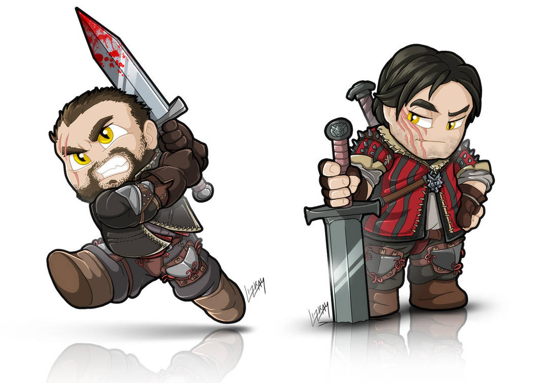 TinyWitcher - Lambert + Eskel by Lizkay