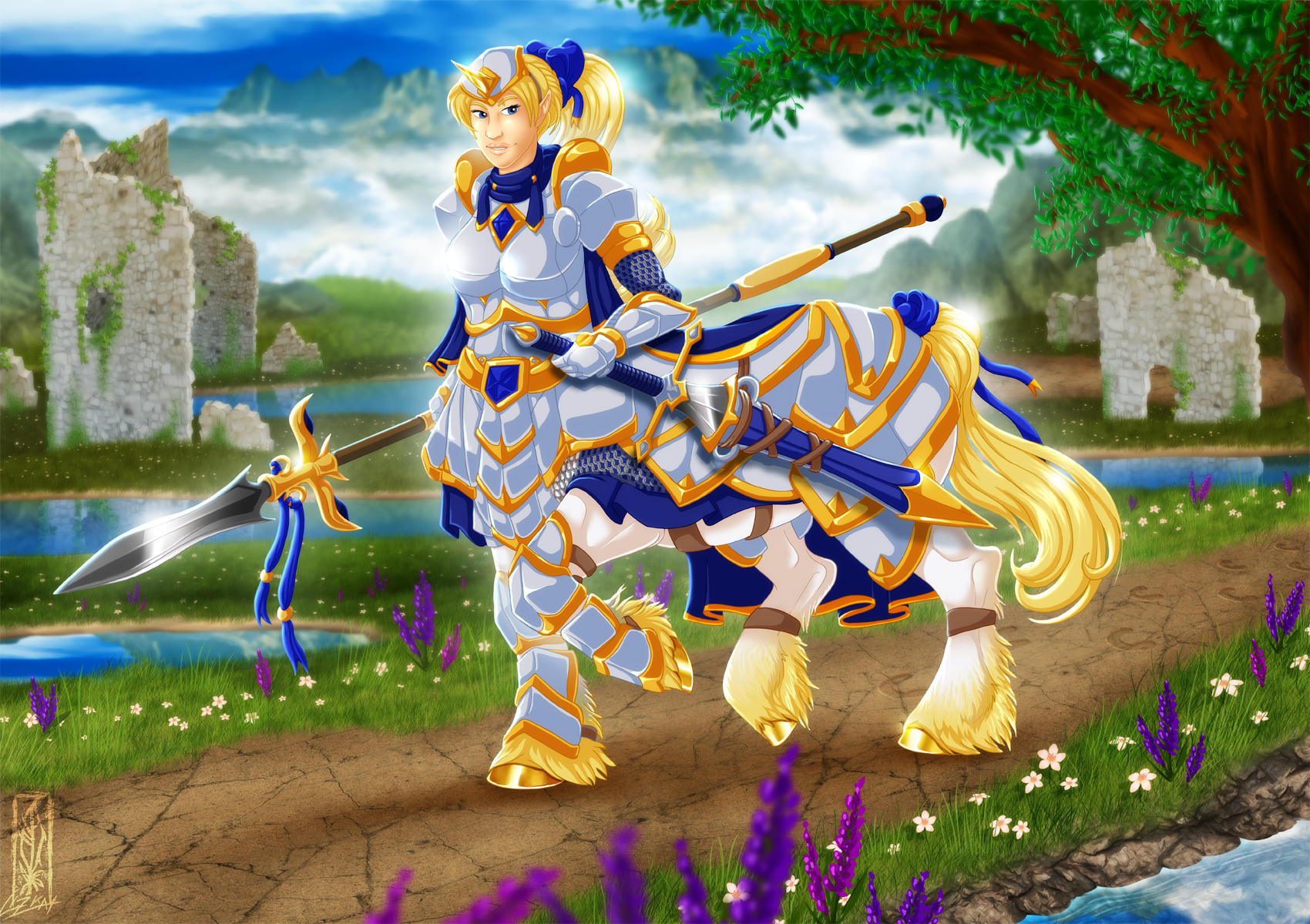 Paladin Centaur - digital character commission by Lizkay