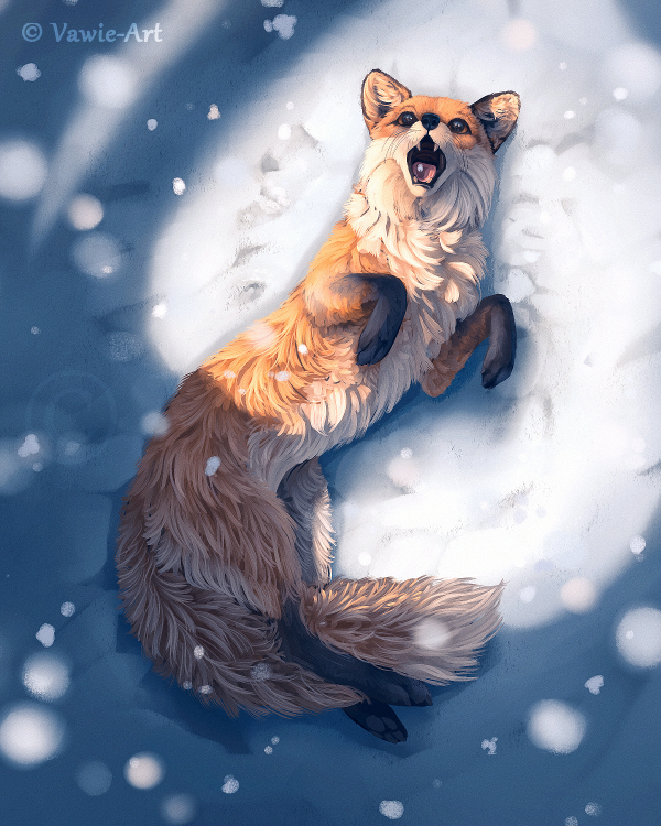 Fox in the Snow by Vawie-Art on DeviantArt