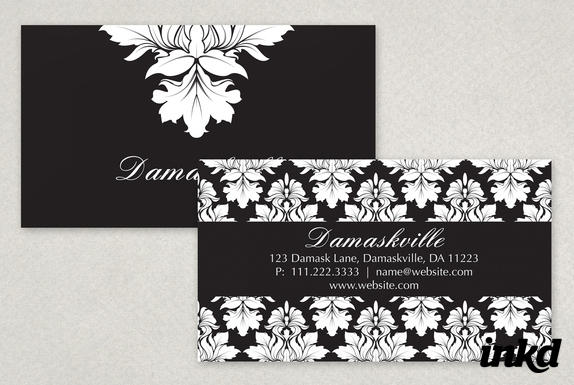 Elegant Damask Business Card by inkddesign