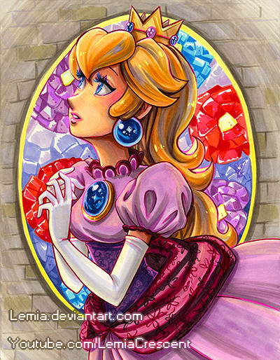 Princess Peach Stained Glass Castle Window by LemiaCrescent