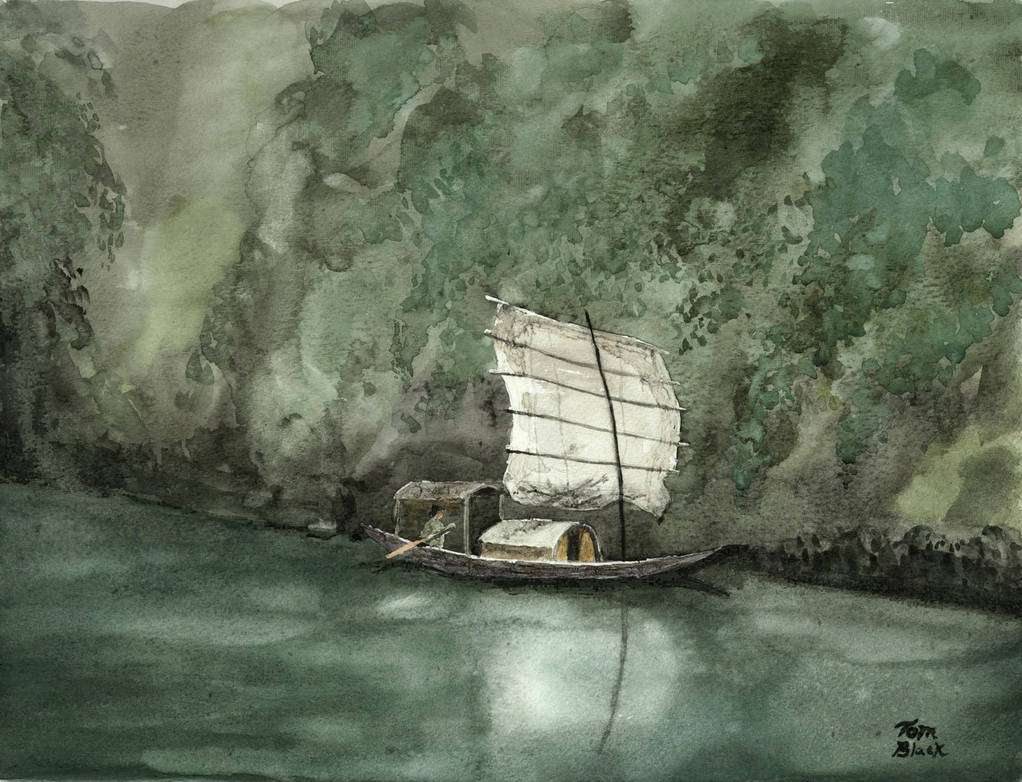 Boat on a Misty River by Bigsteel Boat on a Misty River by Bigsteel