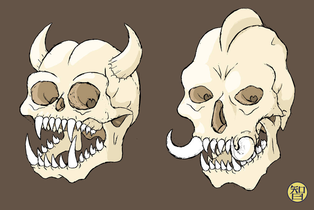 Goblin and Troll Skulls by Kairu-Hakubi