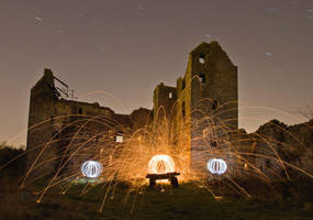 Wire Wool fire spinning at Torwood Castle by BusterBrownBB