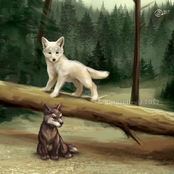 Wolf Pups - SpeedPaint by GoldenDruid