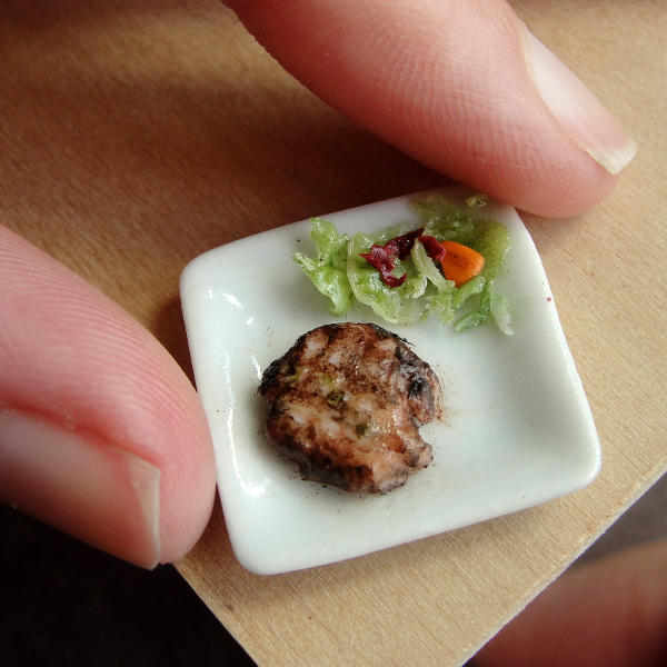 1:12 Scale Pork Chop and Salad by fairchildart