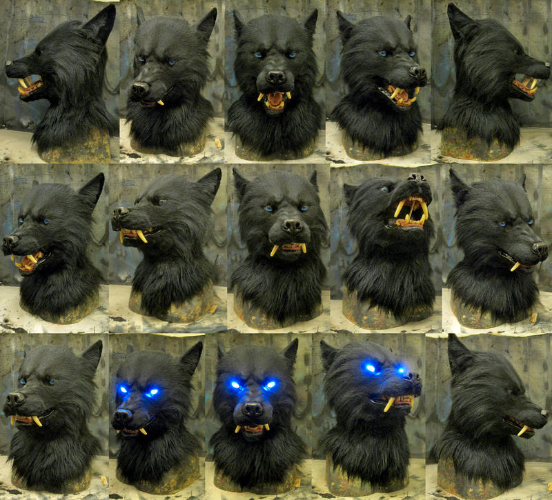Snarly black werewolf mask by Crystumes