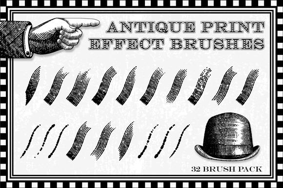 Antique Print Effect Brushes for Illustrator by Jeremychild