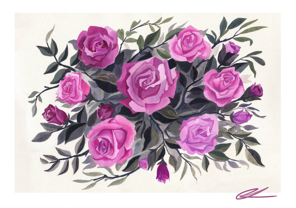 Gouache Rose Painting