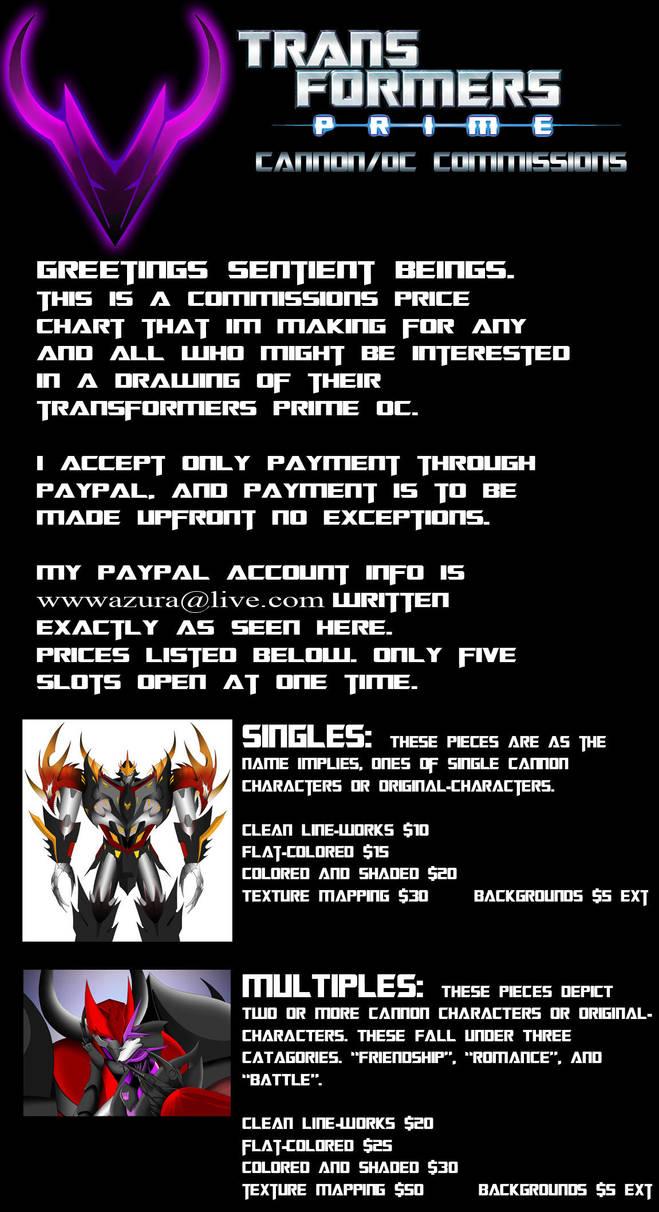 Transformers Prime Oc Commissions Price Chart By Eric Arts Inc On Transformers Prime Oc Commissions Price Chart By Eric Arts Inc