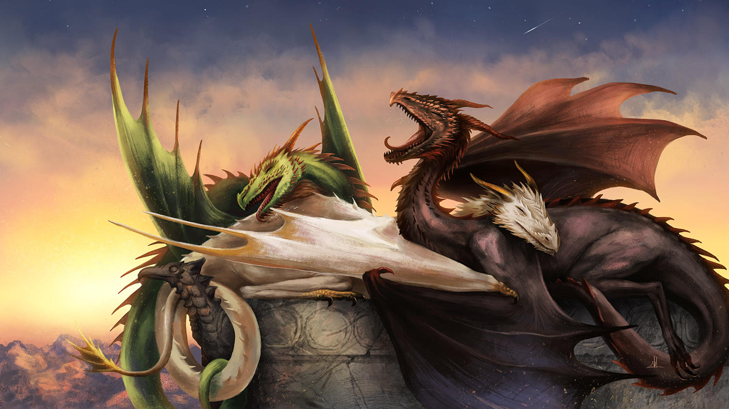 Sleepy Dragons by vesssel