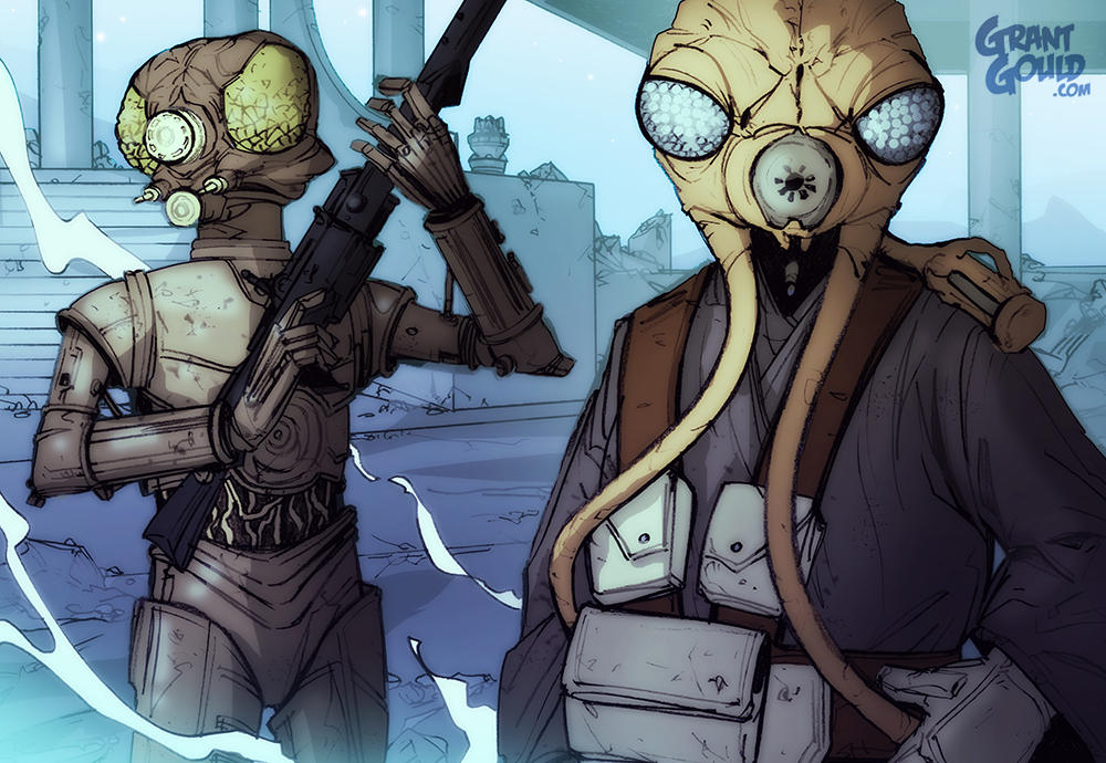 Star Wars Illustrated ESB: 4-LOM and ZUCKUSS by grantgoboom