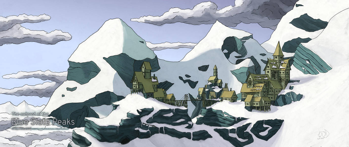 Outpost of the Blue Slate Peaks by xTernal7
