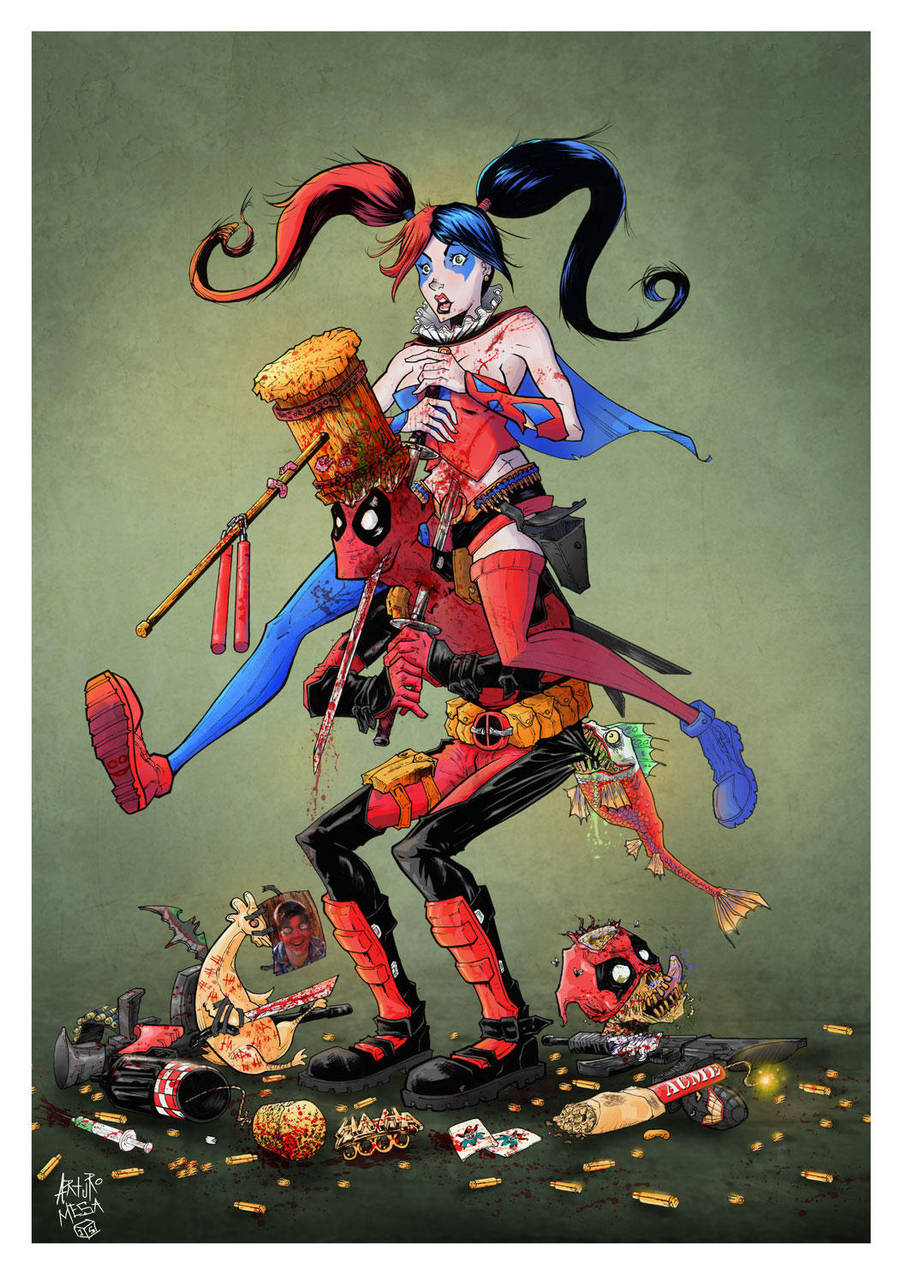 Deadpool and Harley Quinn. by on DeviantArt