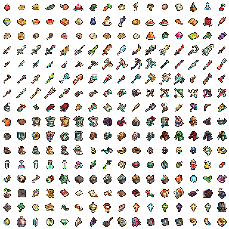 A whole lot of RPG items by Orteil