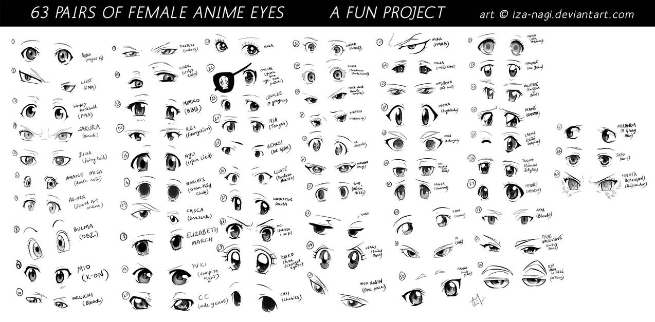 63 PAIRS OF FEMALE ANIME EYES - A Fun Project by Iza-nagi