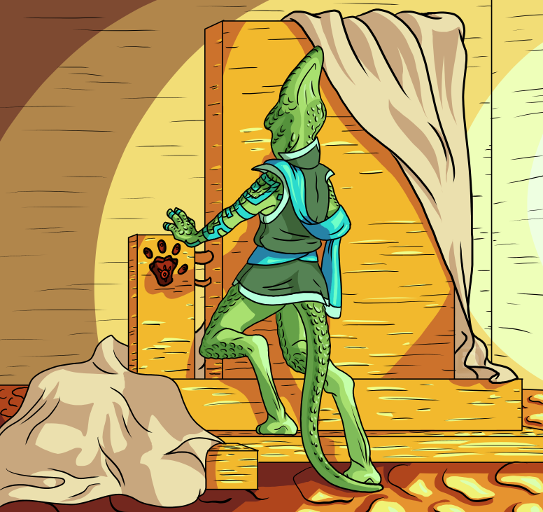 Randomizer sketch 11 - Reptilian man with Tattoo by Deimonian