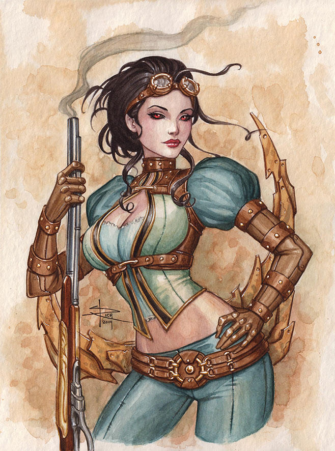 Lady Mechanika - watercolor comission by Sabinerich