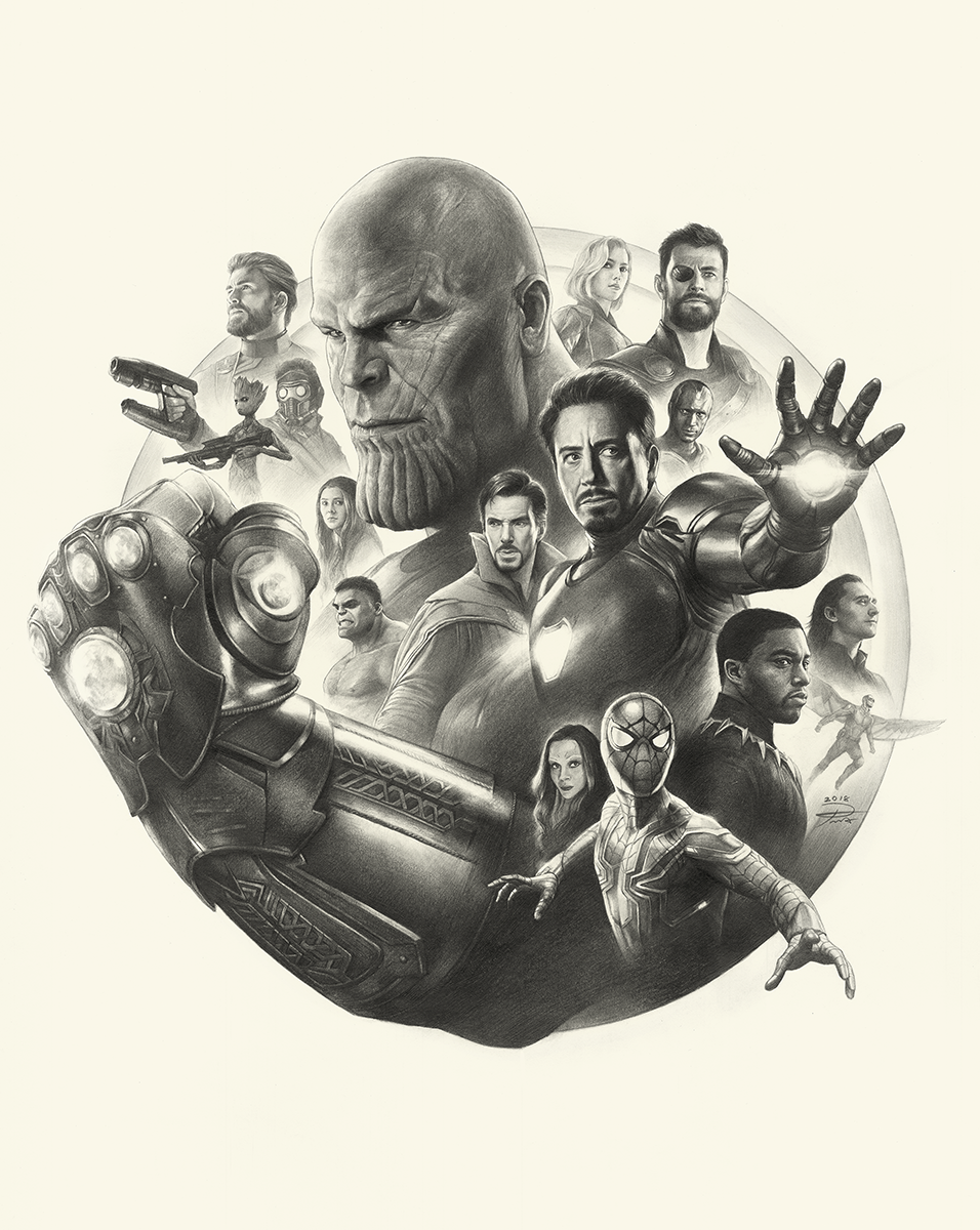 Avengers Infinity War Pencil Art working process by yinyuming on DeviantArt
